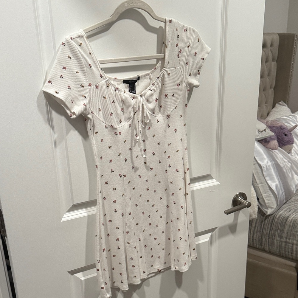 Forever 21 White Top with Pink Floral Details